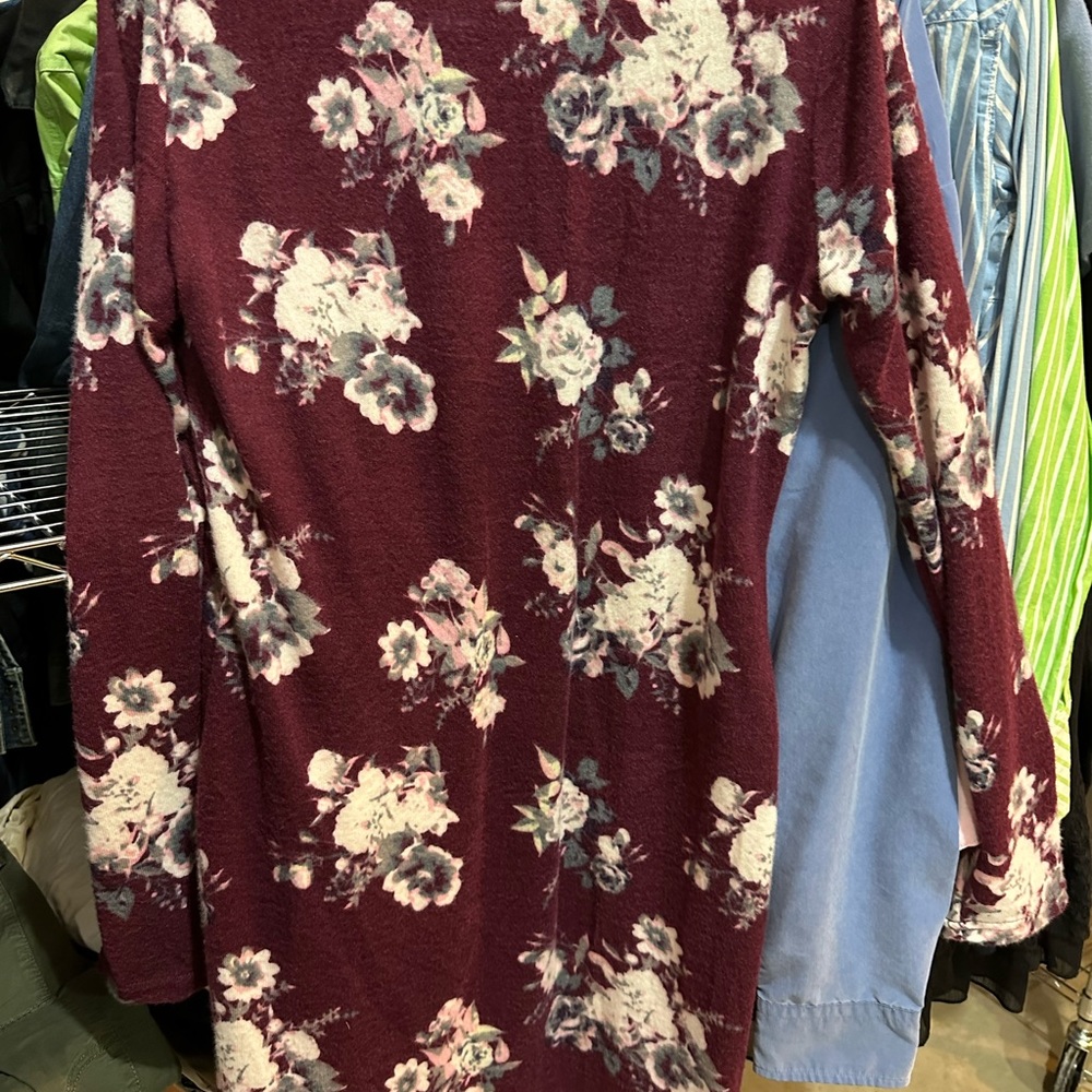 Burgundy Floral Design Dress Rue 21